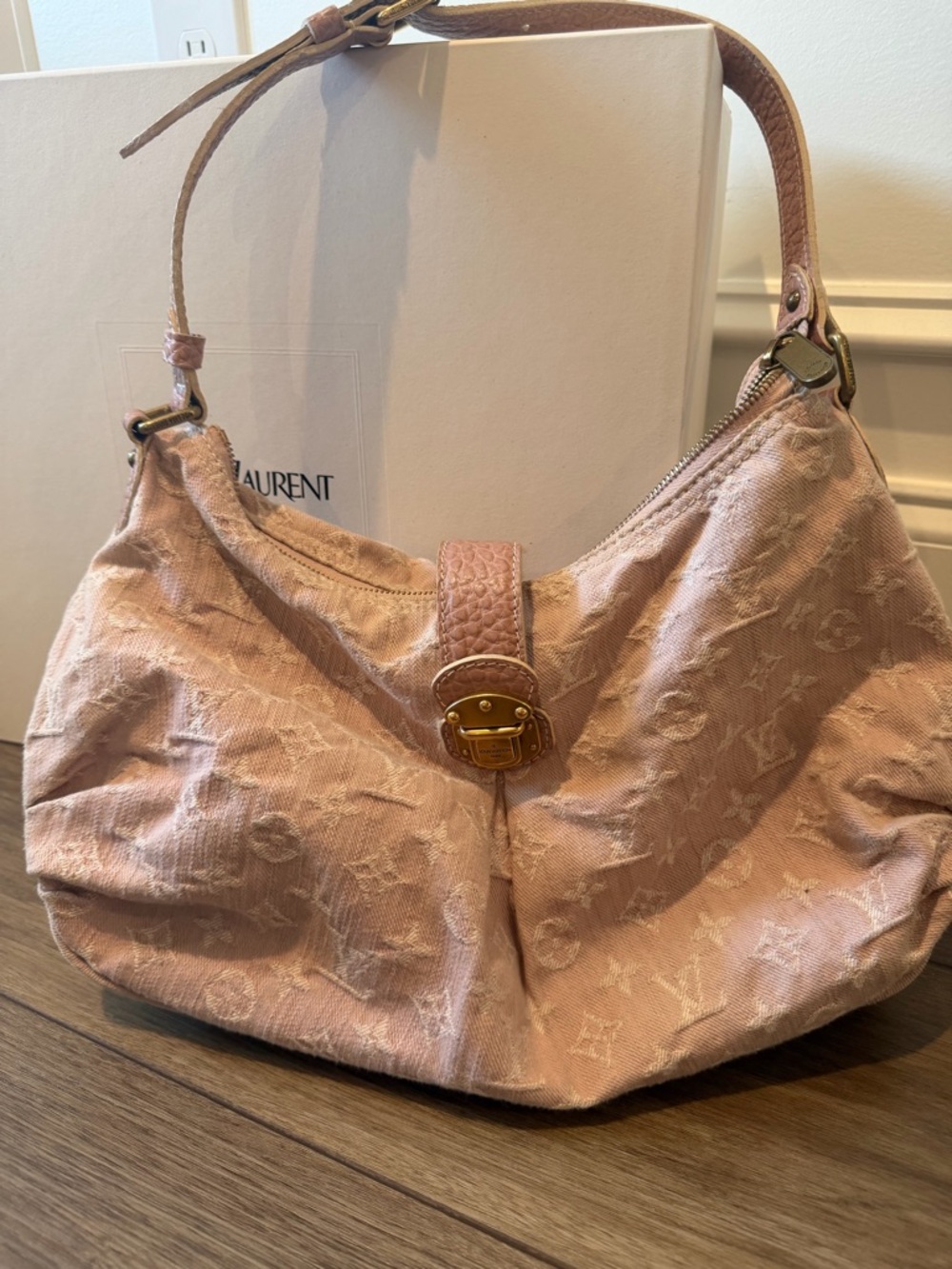 Louis Vuitton Blush Pink Monogram Shoulder Bag with Gold-Tone Clasp